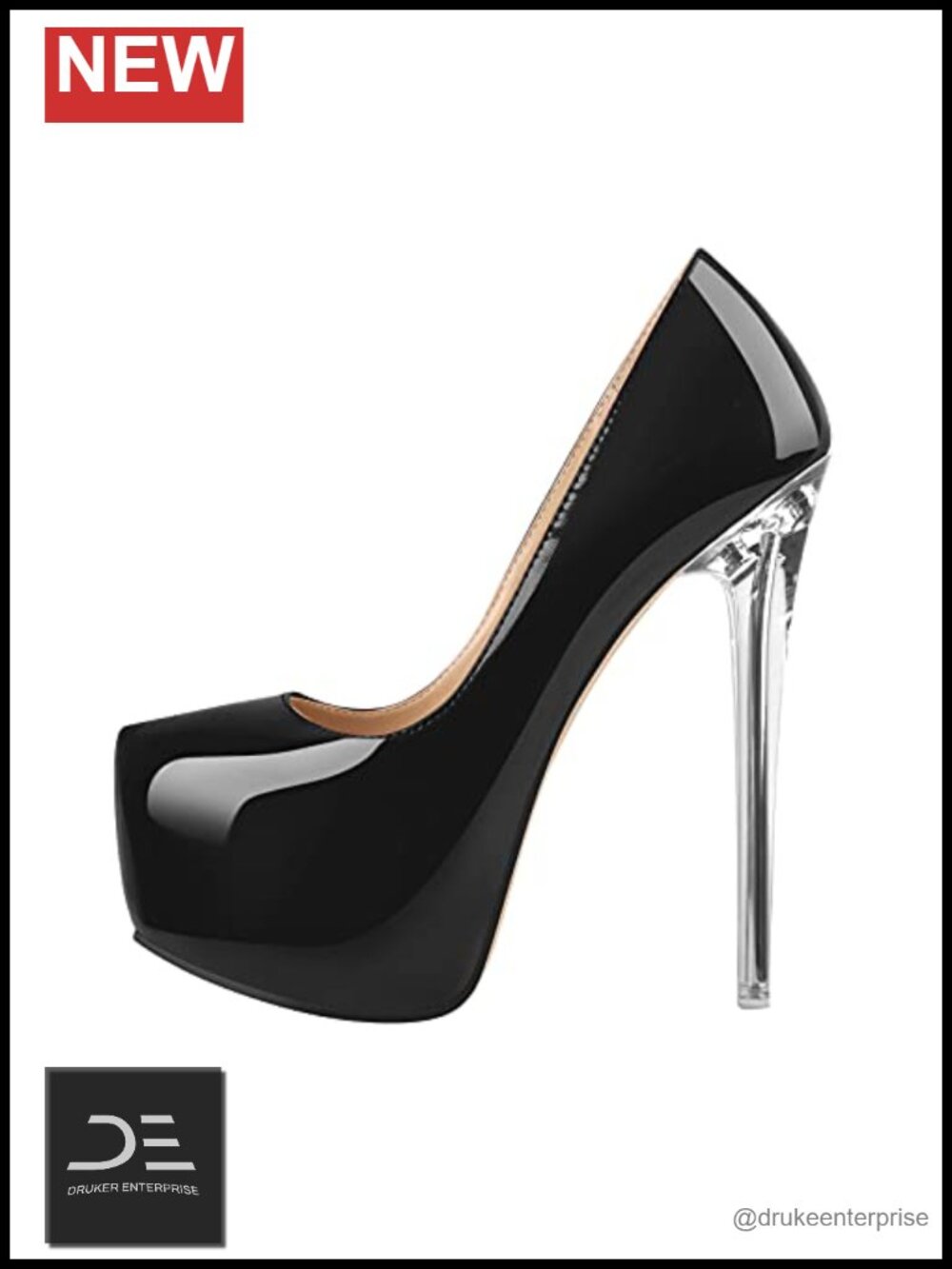 Platform Stiletto Heels Women Round Closed Toe Pumps Transparent Metal Heels
